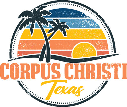 Corpus Christi Texas Beach Vintage Travel Stamp