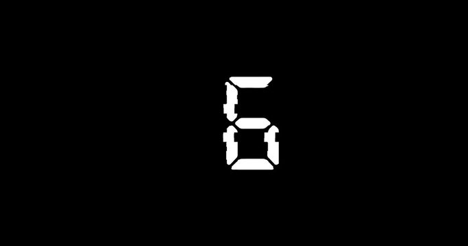 4K Looped animation, countdown from ten to zero seconds, white digital numbers on black background. motion animated footage with glitch effect, counter and timer from 10 to 1. stock video footage