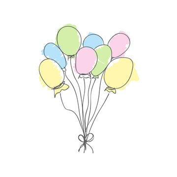 Balloons. Drawing hand draw. Children's multi-colored balloons. Cute illustration