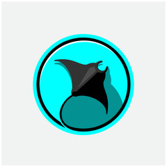 Manta Rays Deep Blue Sea Logo Inspiration - obrazy, fototapety, plakaty