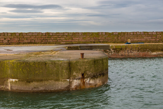 Concrete wharf.Peterhead, Aberdeenshire, Scotland, UK .