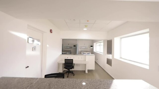 Corridors, instruments and machinery of newly opened hospitals.