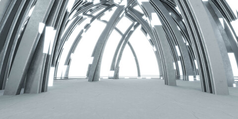 grey concrete futuristic envrionment with futuristic lighting 3d render illustration