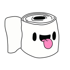 Toilet paper mascot character design. Vector on a white background