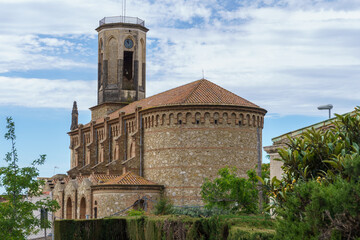 Fototapeta na wymiar Sant Cebrià de Tiana is the parish church of Tiana, Maresme, Barcelona, Spain, protected as a cultural asset of local interest