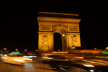 arc de triomphe at night - obrazy, fototapety, plakaty