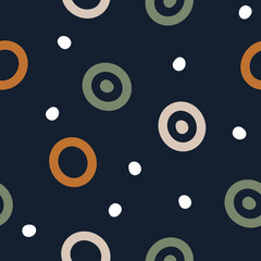 Hand drawn geometric seamless pattern in earthy colors. Contemporary background with circles for web design, prints, textile, wrapping paper. Abstract modern vector pattern with shapes. Vector graphic