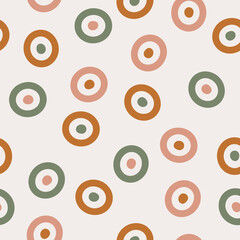 Hand drawn geometric seamless pattern in earthy colors. Contemporary background with circles for web design, prints, textile, wrapping paper. Abstract modern vector pattern with shapes. Vector graphic
