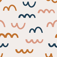 Vector seamless pattern in earthy colors with abstract geometric shapes and figures. Contemporary background for wallpaper, web design and fabric. Flat vector repeatable backdrop