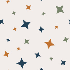 Obraz premium Trendy seamless vector pattern. Geometric background in earthy colors. Contemporary repeatable backdrop. Wallpaper, web design, textile, prints. Hand drawn vector illustration