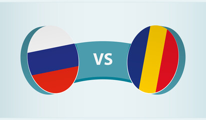 Russia versus Romania, team sports competition concept.