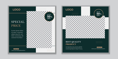 Set Editable Post Template Social Media Banners for Digital Marketing. Promotion Brand Fashion. mobile apps, banners design, web or internet ads. Trendy geometric abstract square template. Eps 10