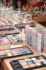 Makeup set. Makeup artist. Colorful professional makeup set