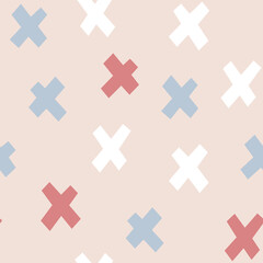 Colorful abstract seamless pattern with geometric shapes and elements. Hand drawn vector background for decorative design, prints and textile. Flat endless background. Contemporary illustration