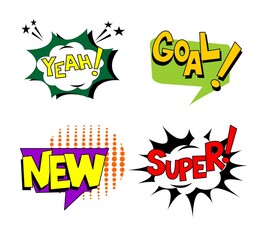 comic speech bubble set with text vector illustration