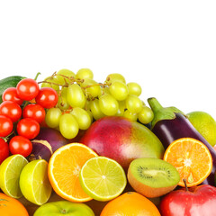 Vegetables and fruits isolated on a white background.
