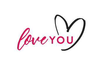 Love You Text, Love You Background, Valentine's Day Card, Valentine's Day Background, Valentine's Day Text, Heart Icon, Illustration Vector Background