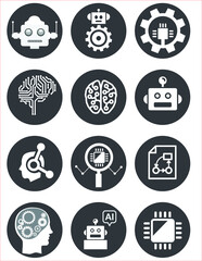 Simple Set of Robots and technology Related Vector Line Icons. Contains such Icons as Industrial Oven, Robot Manipulator, and more. Editable Stroke. 48x48 Pixel Perfect. Artificial Intelligence AI