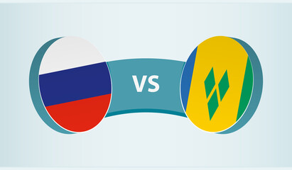 Russia versus Saint Vincent and the Grenadines, team sports competition concept.