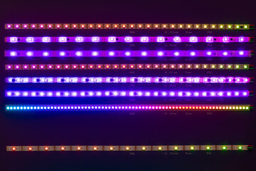 led strips purple lights on black background
