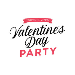 You're Invited, Valentine's Day Party, Heart Border, Party Invitation, Romantic Getaway, Romantic Party Invitation, Valentine's Day Greeting Card, Social Media Marketing Text, Vector Holiday Text
