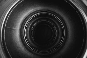 inside of stacked car tires, abstract black background