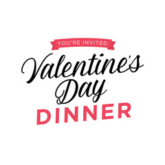 You're Invited, Valentine's Day Dinner, Heart Border, Dinner Invitation, Romantic Getaway, Romantic Dinner Invitation, Valentine's Day Greeting Card, Social Media Marketing Text, Vector Holiday Text