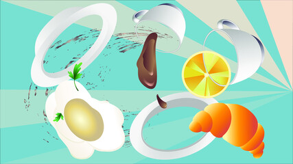 breakfast concept with food and drinks 