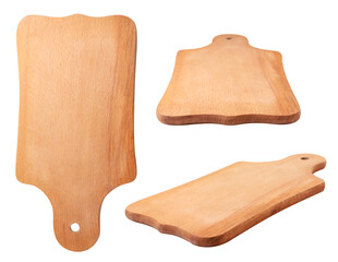 Set of cutting board in different angles on a white background. Isolated