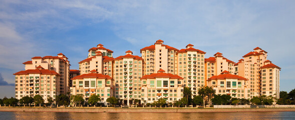 Singapore Apartments Panorama - obrazy, fototapety, plakaty