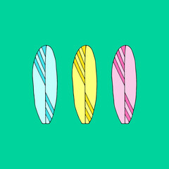 Bright vector illustration with surfboards.