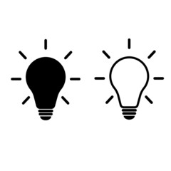 Light Bulb line icon vector, isolated on white background. Lighting Electric lamp. Trendy Flat style for graphic design, Web site, EPS 10.