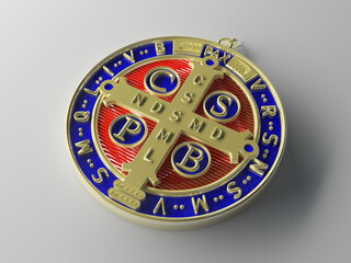 A medalha ou cruz de São Bento - ilustração 3D