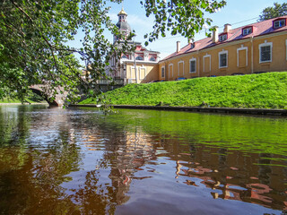 Obraz premium Alexander Nevsky Lavra and the Monastyrka river. St. Petersburg. Russia