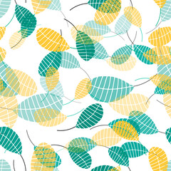 Floral seamless pattern. Hand drawn leaves. Vector background. Fashion print. 