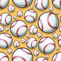 Baseball softball ball seamless pattern vector graphics. Ideal for wallpaper, packaging, fabric, textile, wrapping paper design and any kind of decoration.