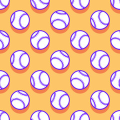 Baseball softball ball seamless pattern vector graphics. Ideal for wallpaper, packaging, fabric, textile, wrapping paper design and any kind of decoration.