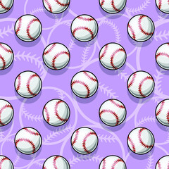 Baseball softball ball seamless pattern vector graphics. Ideal for wallpaper, packaging, fabric, textile, wrapping paper design and any kind of decoration.