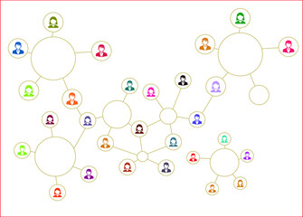 Global communication illustration. Avatars of people connected social network Spread of the virus among people. Science background. Global business, People and Network connection concept. Businessman 