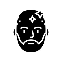 bearded man with shaved head glyph icon vector. bearded man with shaved head sign. isolated contour symbol black illustration