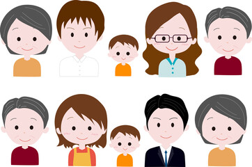 家族3世代イラスト