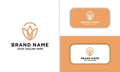 Linear lotus logo vector design. Flower circle icon. Yoga logotype.