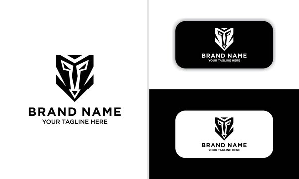 Spartan logo design template ,Helmet logo design concept ,Vector illustration business card templates