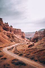 View of the Charyn canyon in the afternoon