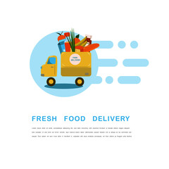 Food delivery banner,  conceptual flat design illustration vector