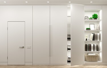 Modern white wardrobe and minimalist doors furniture