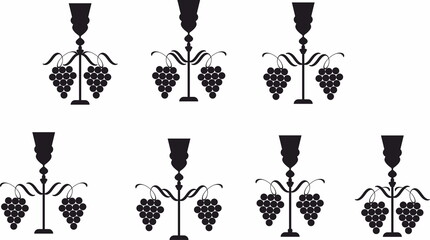 Wine glass set, icon and logo, simple black graphic silhouette
