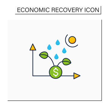Economic Revival Color Icon. Development And Economic Growth After Crisis Period. Profit. Business Concept. Isolated Vector Illustration