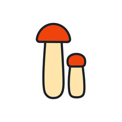Orange cap boletus icon. Vector isolated linear color icon contour shape outline. Thin line. Modern glyph design. Mushrooms. Food ingredients.