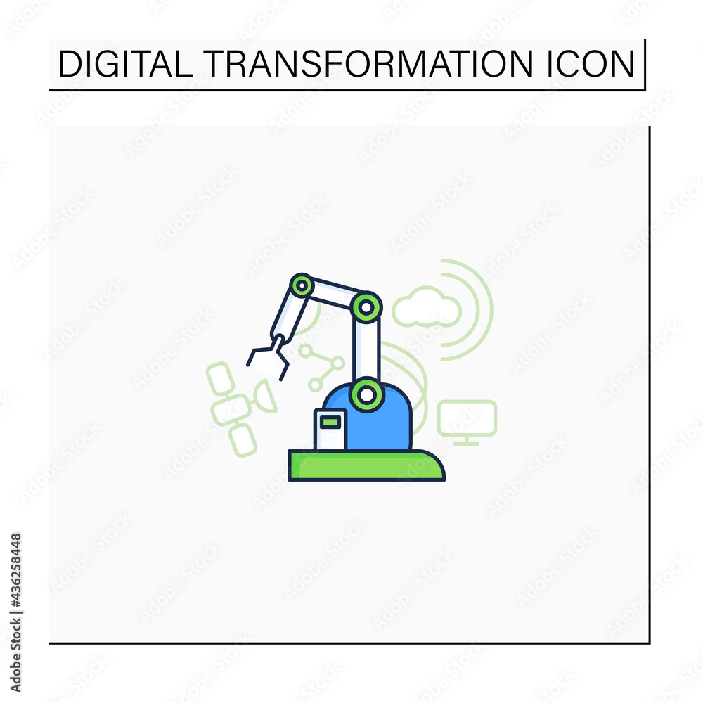 Aufkleber industry 4.0 color icon. mechanization.cyber physical system. connectivity.smart technologies, big d
